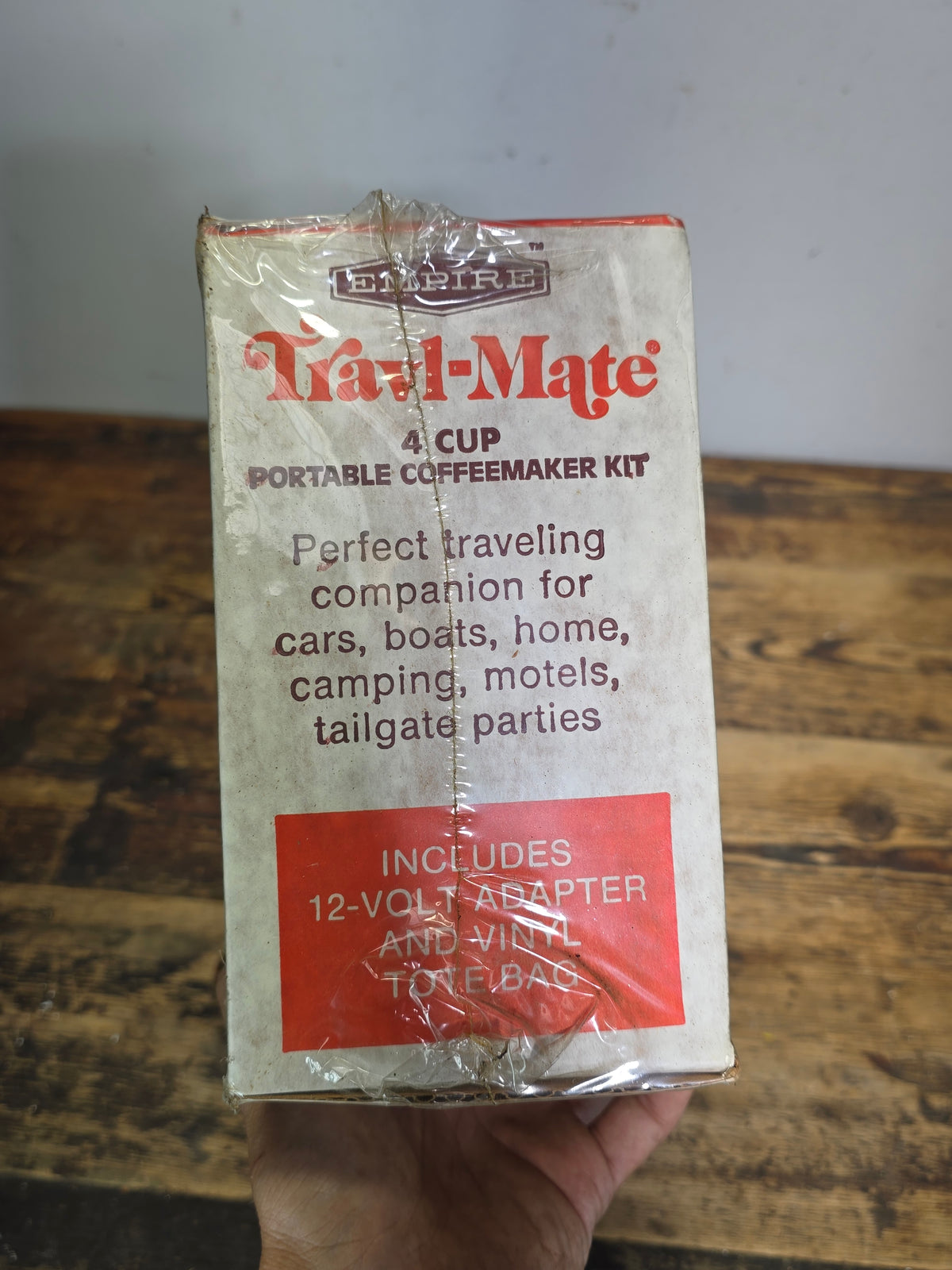 Vintage Empire Travl Mate Coffee Maker 1660-28 Almond Dual Volt 12V 120V Kit Box
