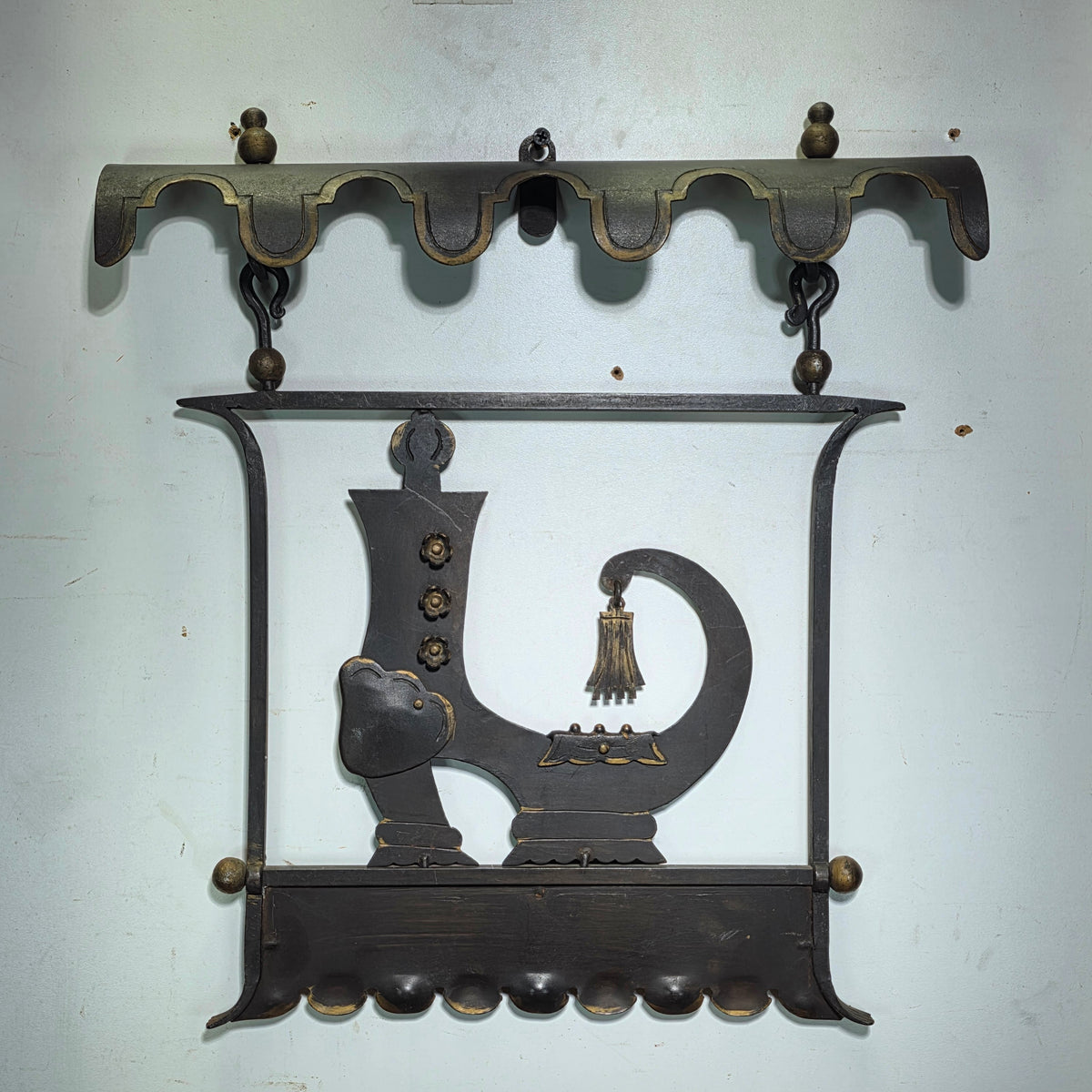 Mottahedeh Italy Vintage Tole Iron Trade Sign Antique Pub Folk Art Plaque 1047