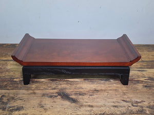 Bombay Company Wooden Display Stand Bonsai Plant Vase Riser Scroll Top 1998