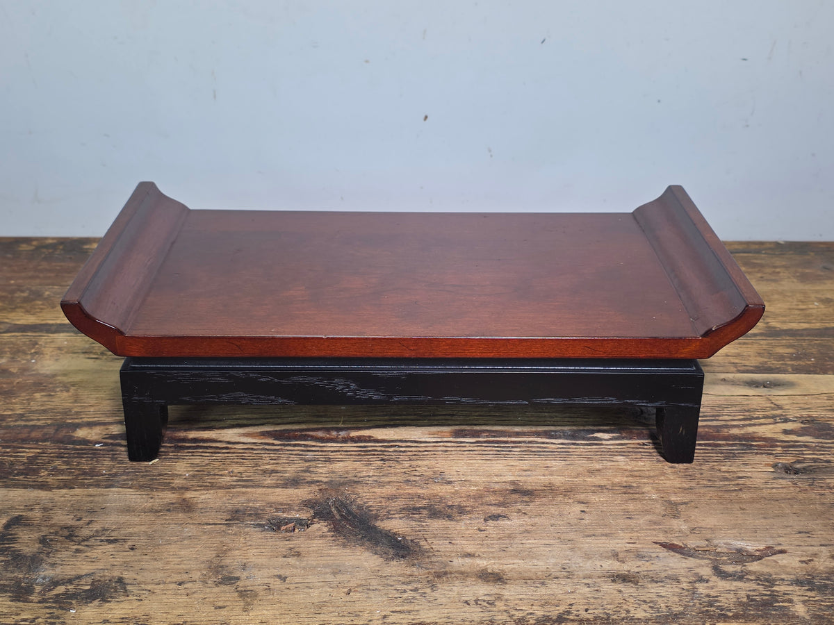 Bombay Company Wooden Display Stand Bonsai Plant Vase Riser Scroll Top 1998
