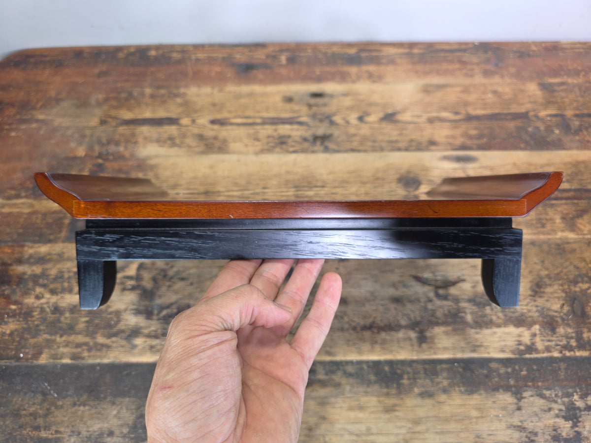 Bombay Company Wooden Display Stand Bonsai Plant Vase Riser Scroll Top 1998