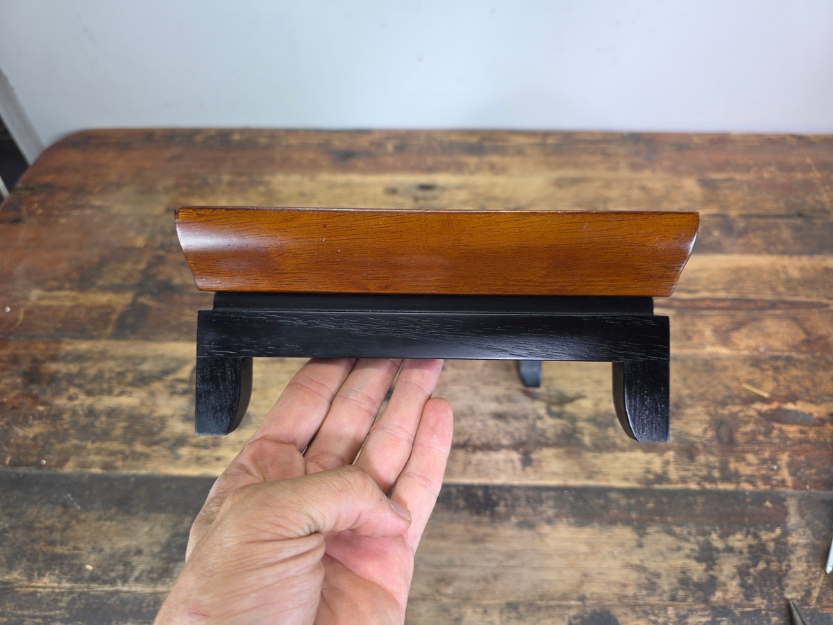 Bombay Company Wooden Display Stand Bonsai Plant Vase Riser Scroll Top 1998