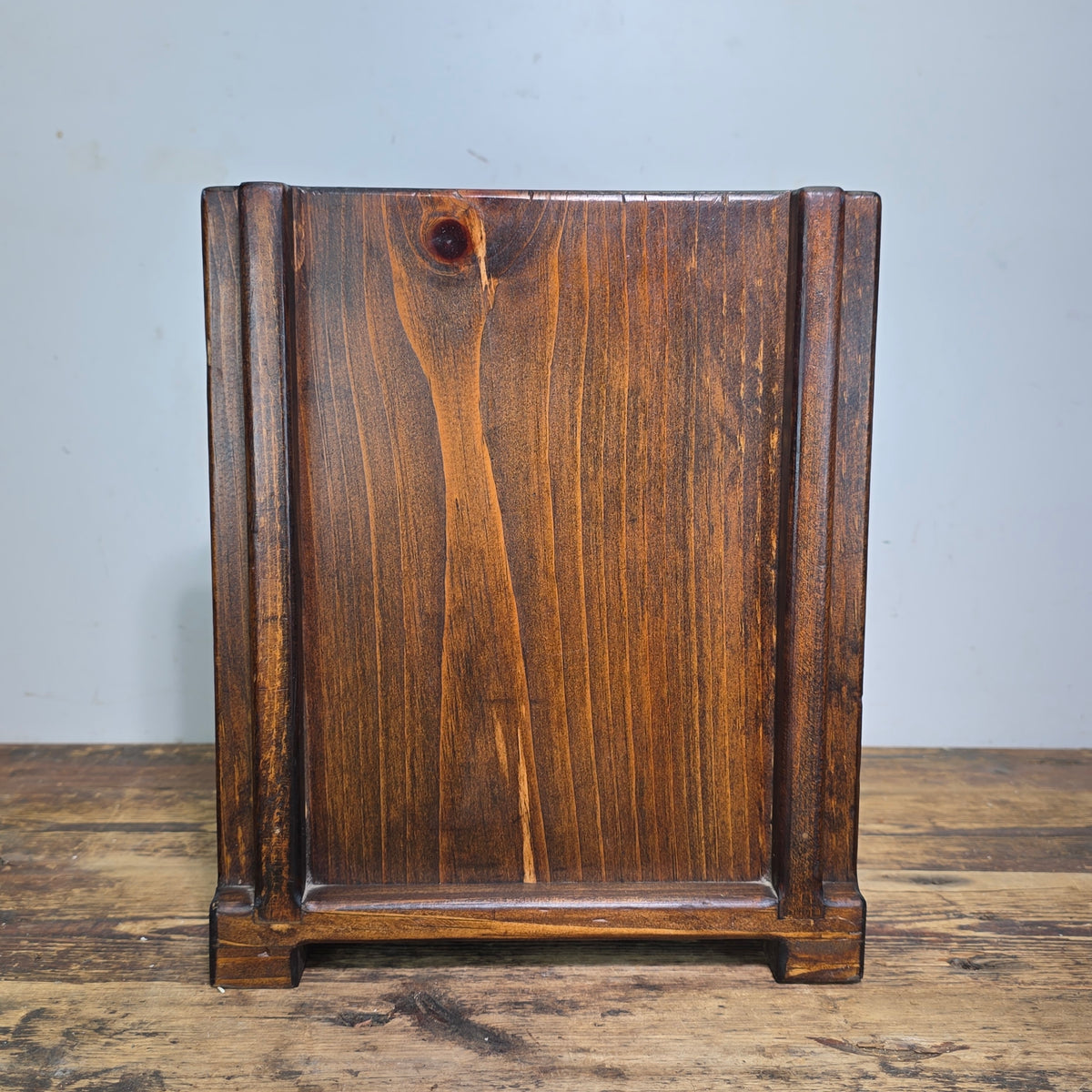 Vintage Mission Arts Crafts Wood Waste Basket Trash Can Planter Box Dark Square