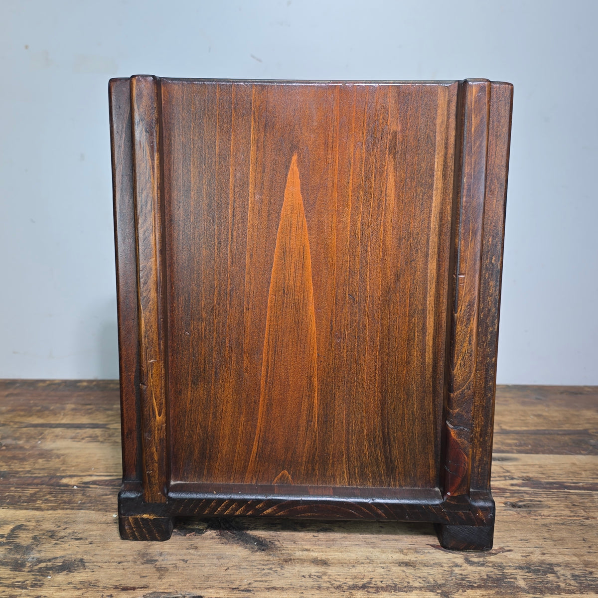 Vintage Mission Arts Crafts Wood Waste Basket Trash Can Planter Box Dark Square