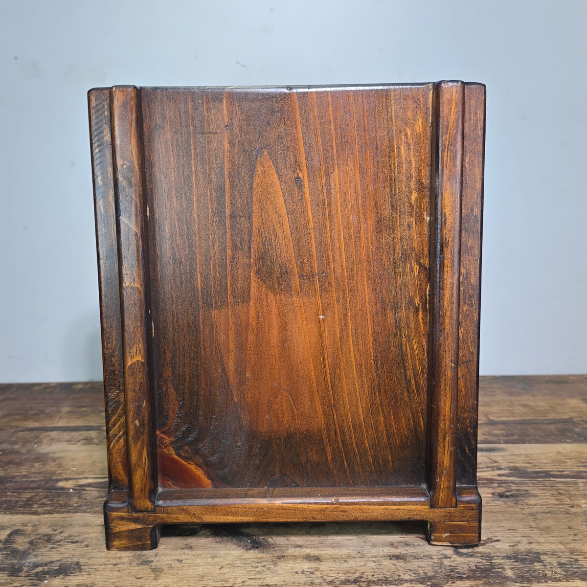 Vintage Mission Arts Crafts Wood Waste Basket Trash Can Planter Box Dark Square