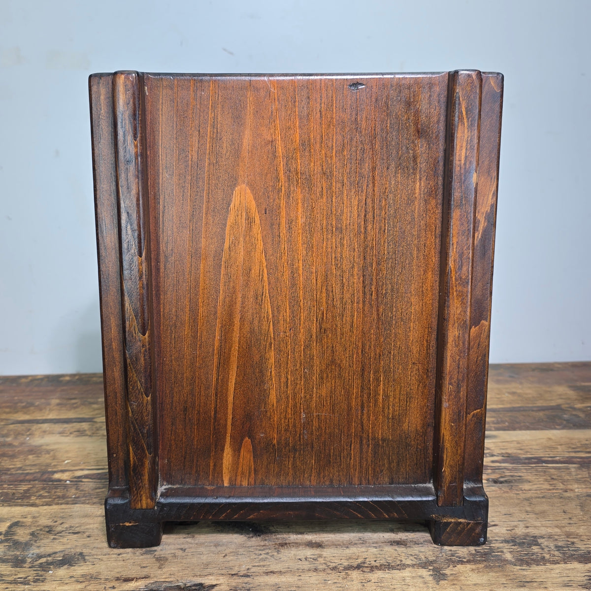 Vintage Mission Arts Crafts Wood Waste Basket Trash Can Planter Box Dark Square
