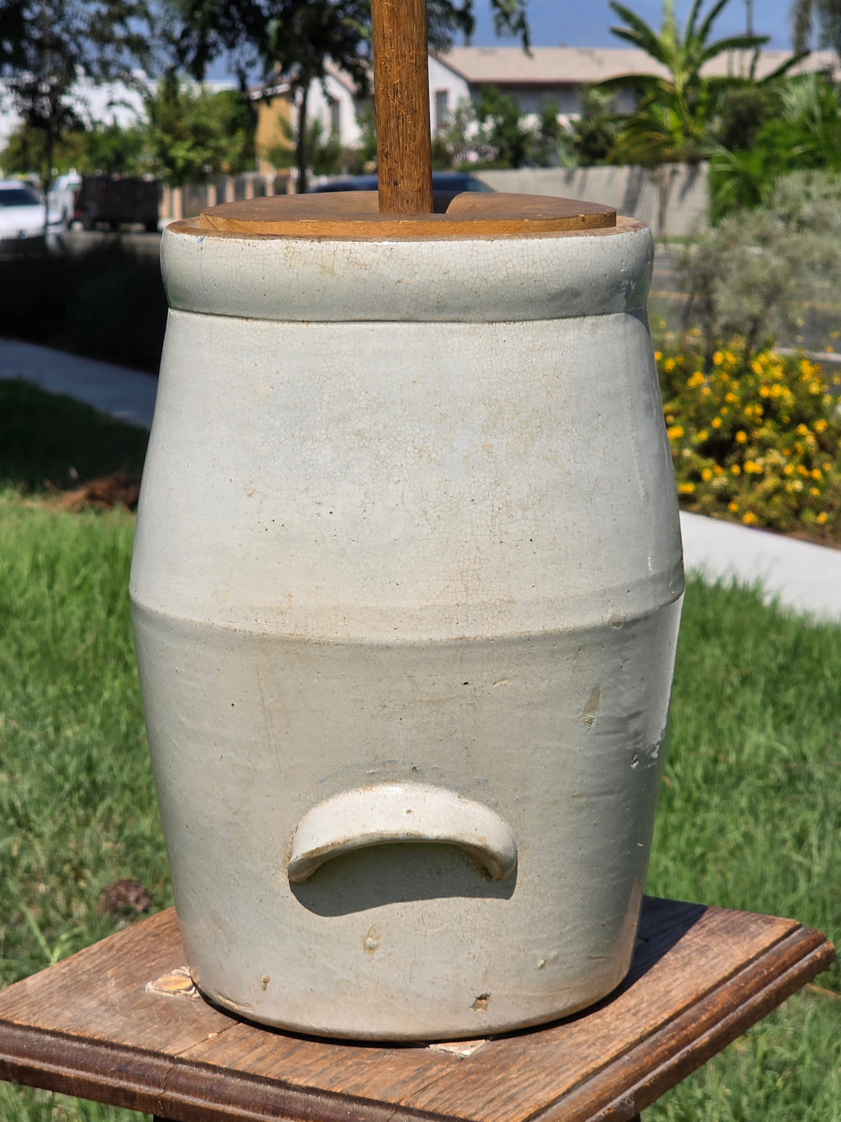 Antique Louisville Pottery Cherokee Indian Head Stoneware Butter Churn 2 Gal