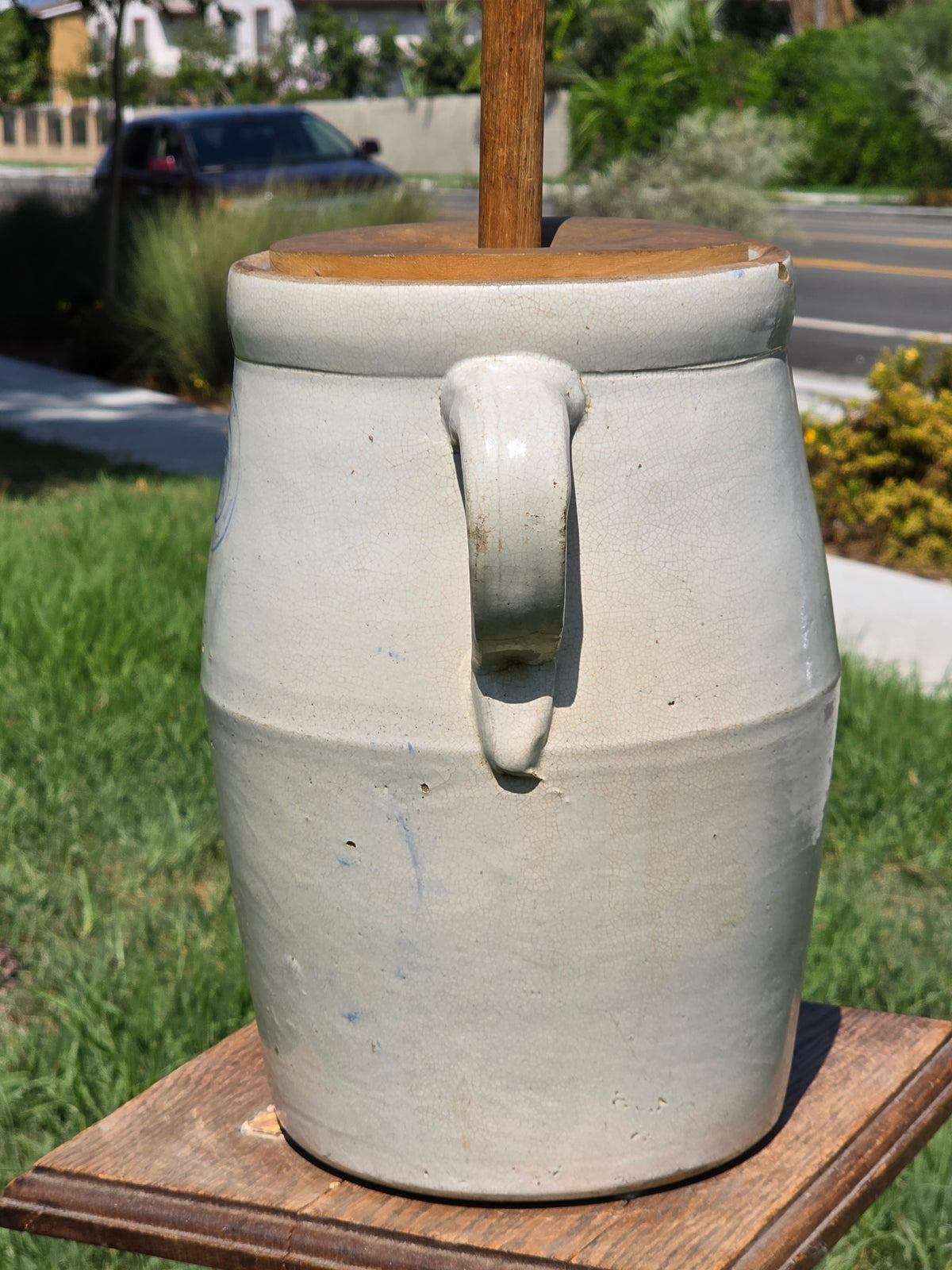 Antique Louisville Pottery Cherokee Indian Head Stoneware Butter Churn 2 Gal