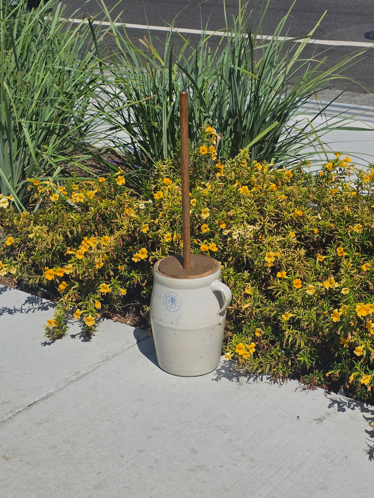 Antique Louisville Pottery Cherokee Indian Head Stoneware Butter Churn 2 Gal