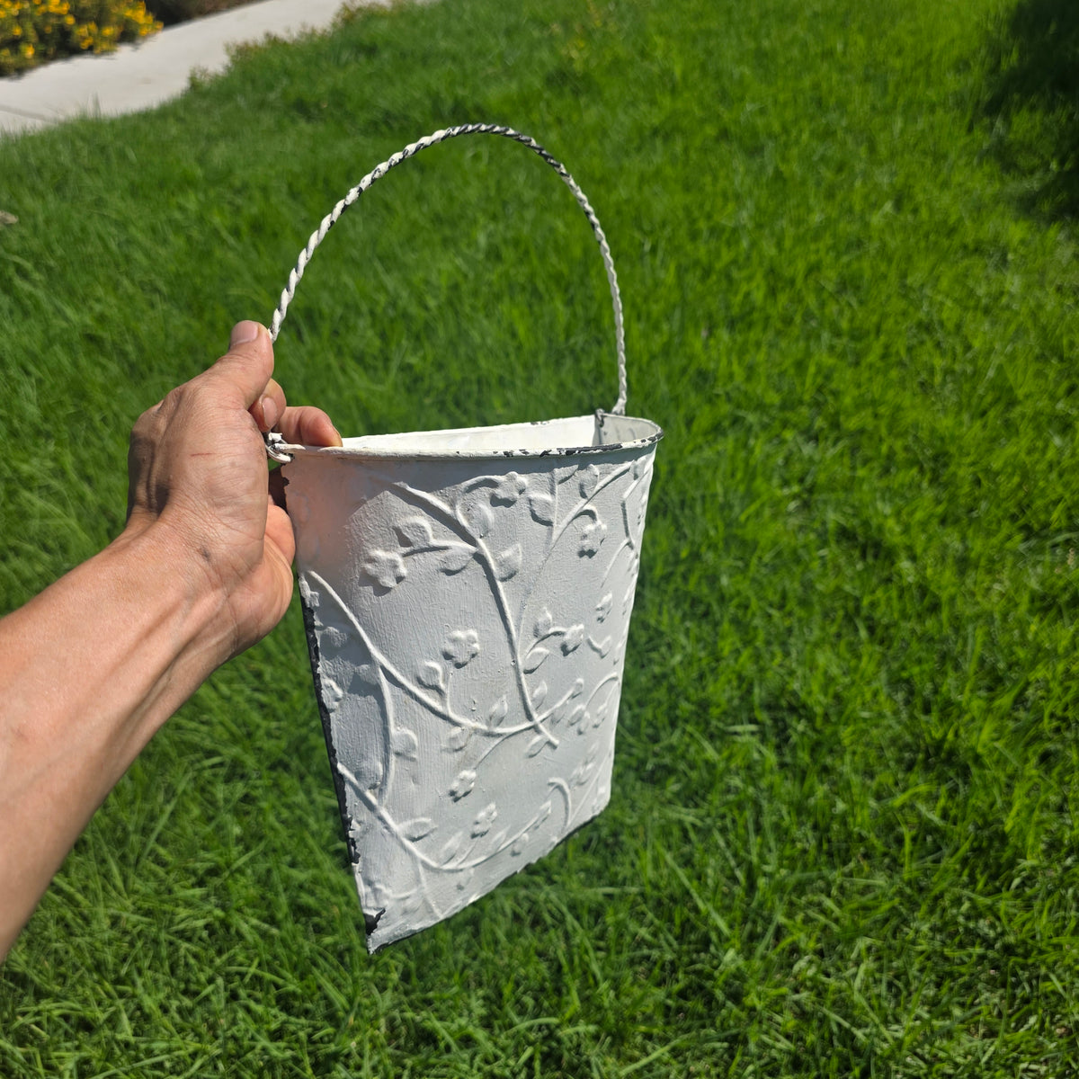 Vintage Southern Living at Home Pressed Tin Wall Pocket Planter Flower Bucket