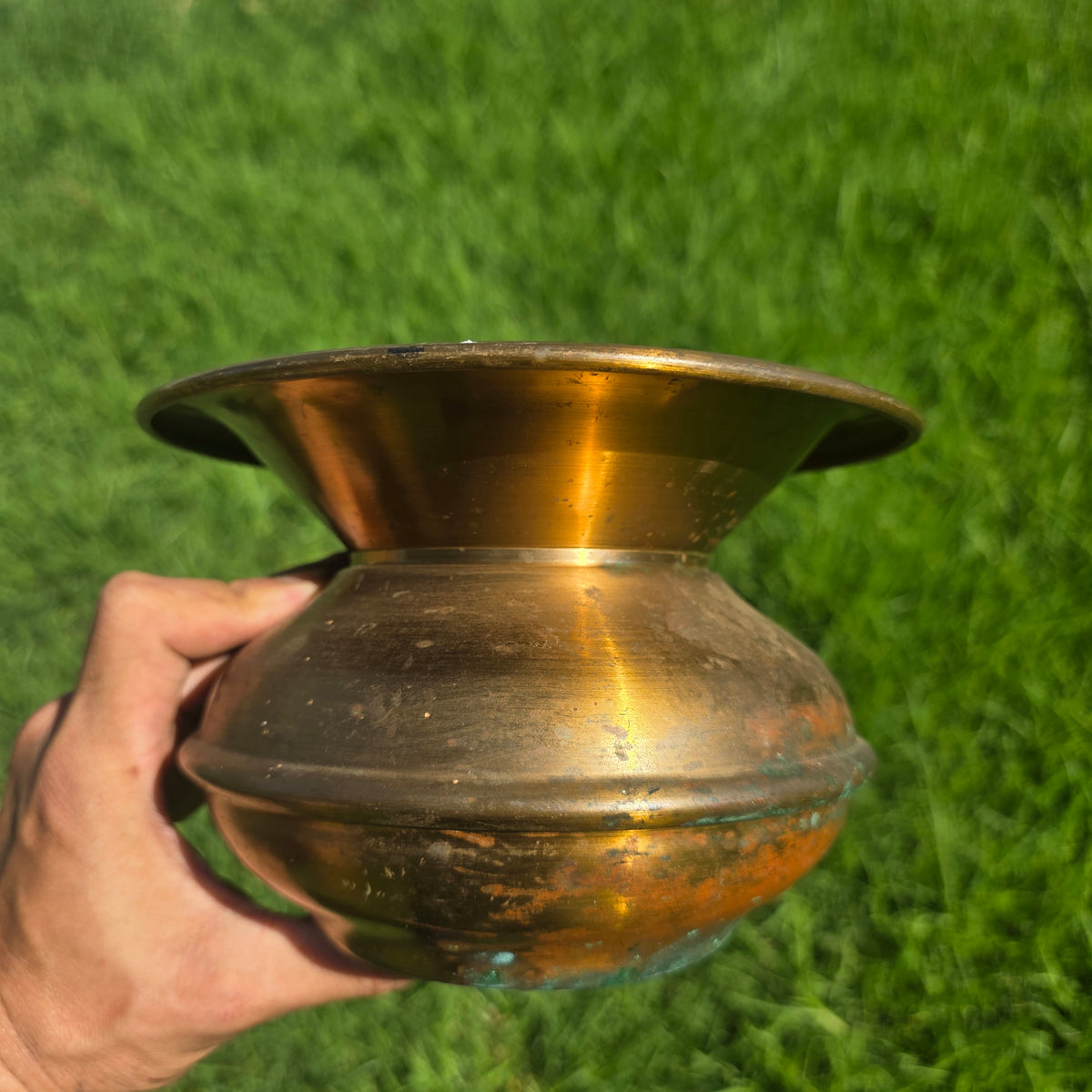 Vintage Brass Spittoon Cuspidor Kennedy Bros Vergennes Vermont Planter 7" Vase