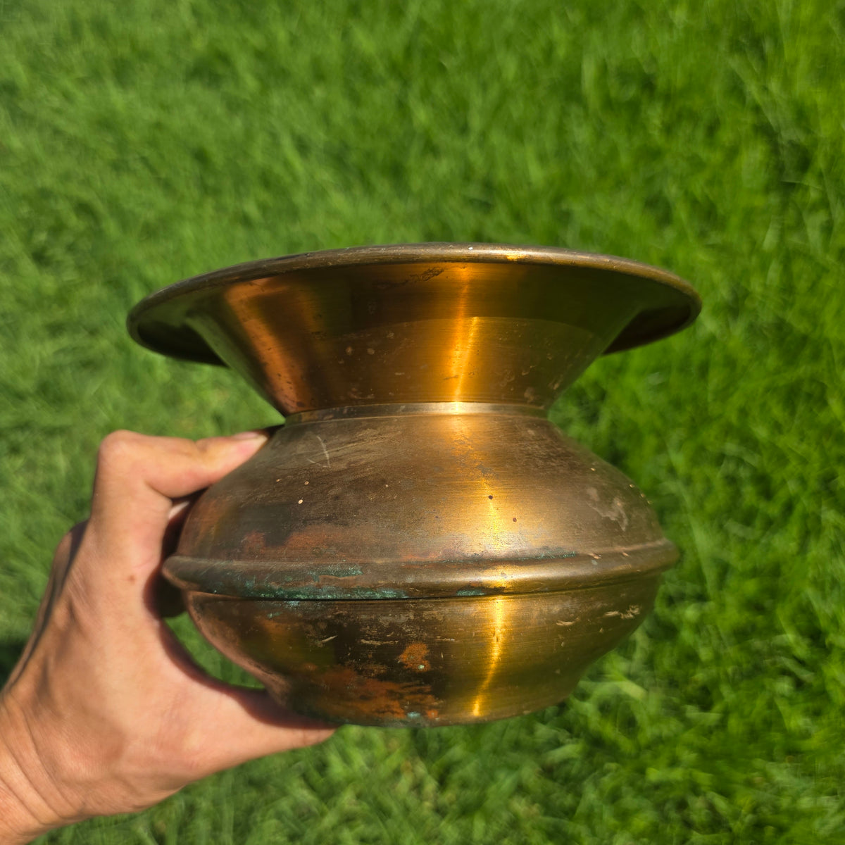 Vintage Brass Spittoon Cuspidor Kennedy Bros Vergennes Vermont Planter 7" Vase