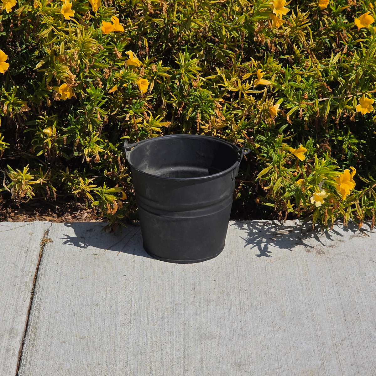 Vintage Black Galvanized Metal Bucket 6" Small Rustic Farmhouse Planter Pail