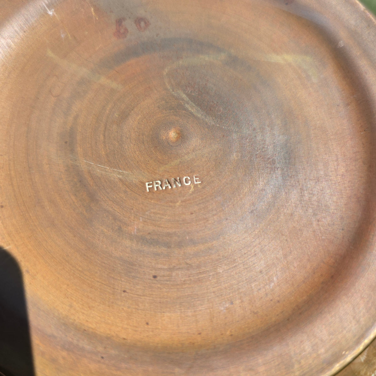 Vintage French Brass Cachepot Beaded Planter Bowl Jardiniere France Pot 9"