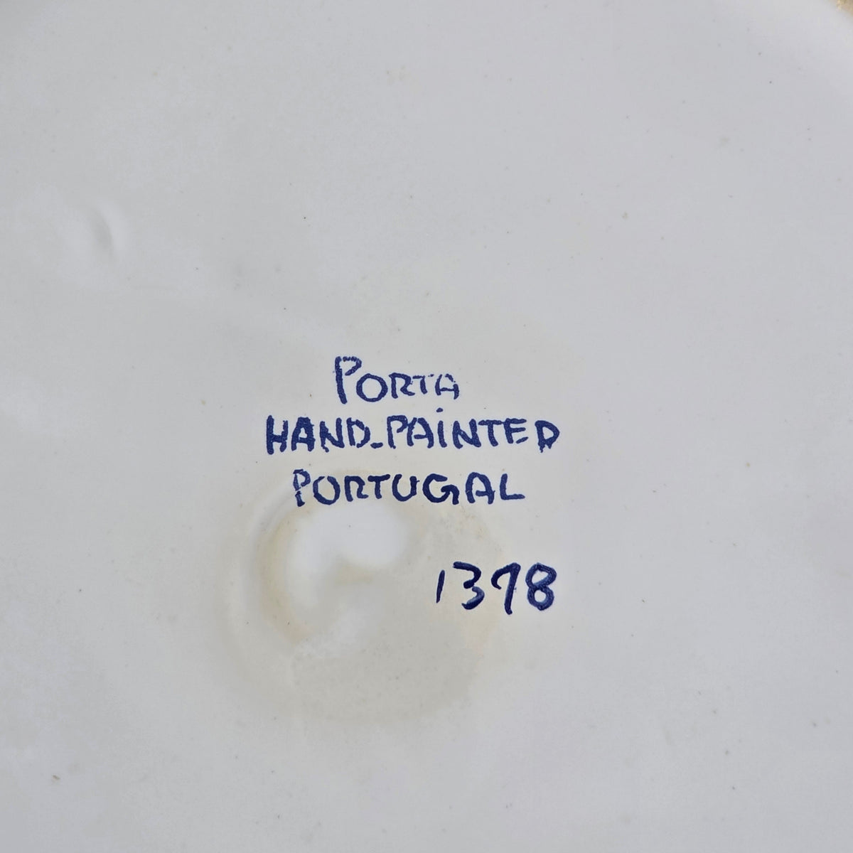 Porta Portugal Hand Painted Ceramic Planter Rose Cachepot Pink Bow Vintage 1378