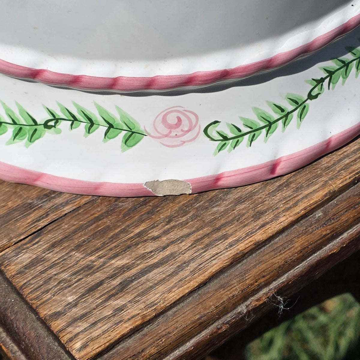 Porta Portugal Hand Painted Ceramic Planter Rose Cachepot Pink Bow Vintage 1378