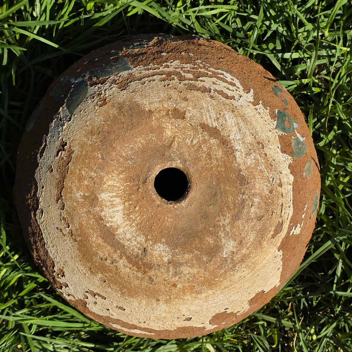 Vtg Mexico Terracotta Planter Chippy Paint Clay Pot Rustic Round Bowl Wabi Sabi