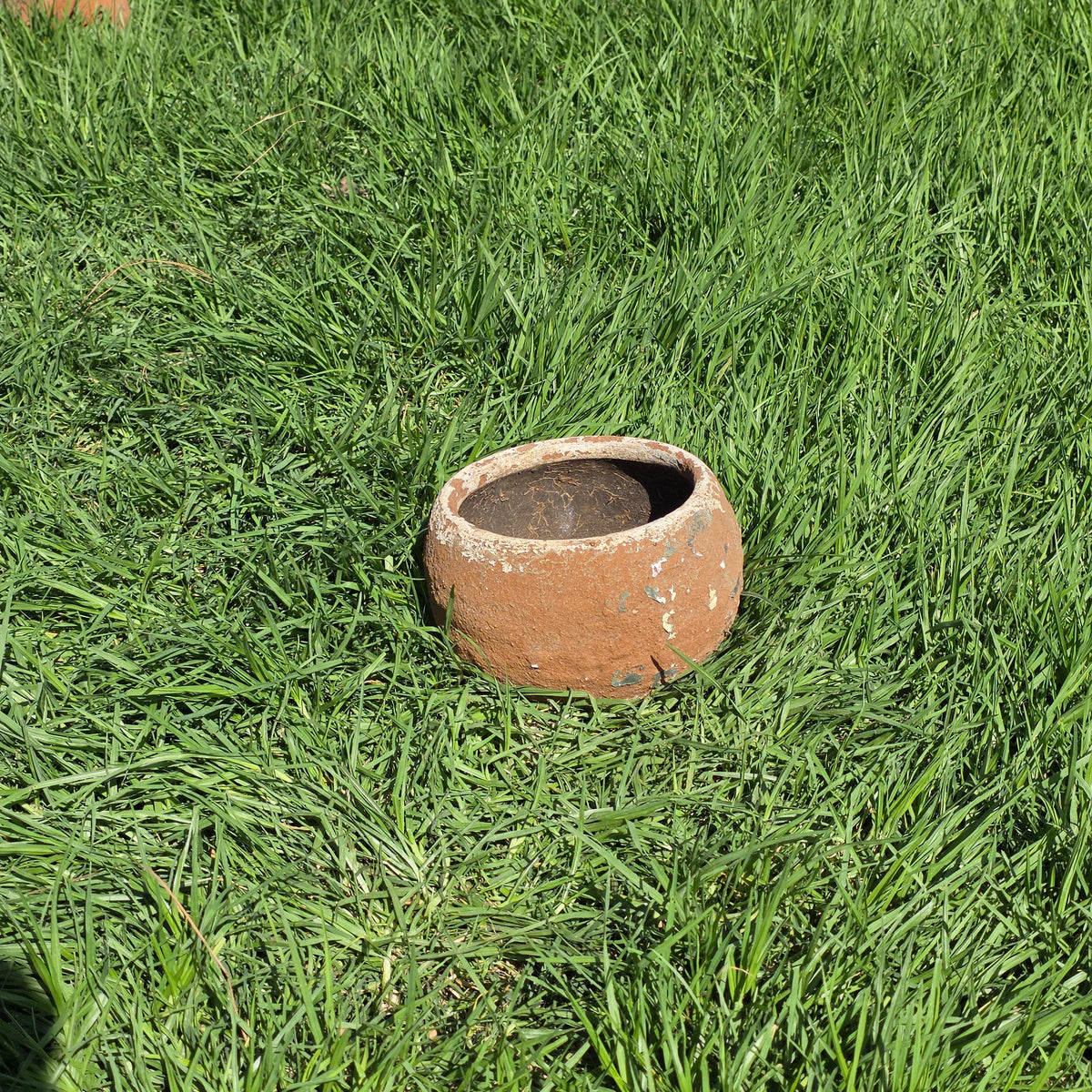 Vtg Mexico Terracotta Planter Chippy Paint Clay Pot Rustic Round Bowl Wabi Sabi