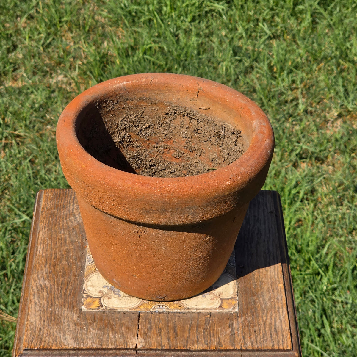 Vintage Terracotta Planter Thick Rim Italian Style Clay Flower Pot Heavy 8" Aged