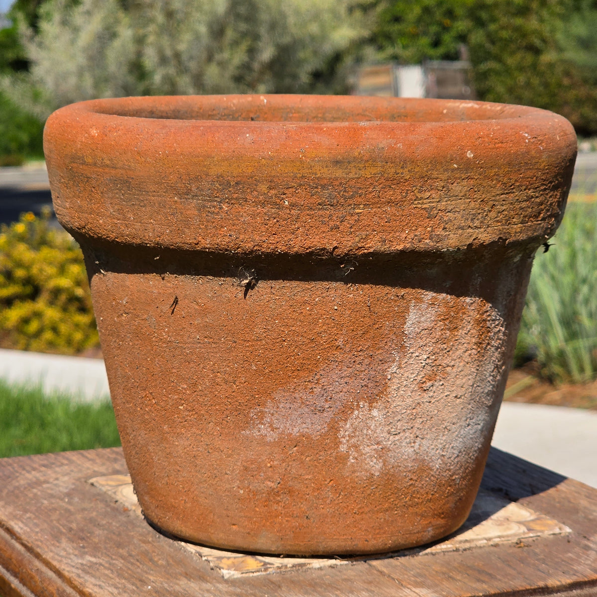 Vintage Terracotta Planter Thick Rim Italian Style Clay Flower Pot Heavy 8" Aged
