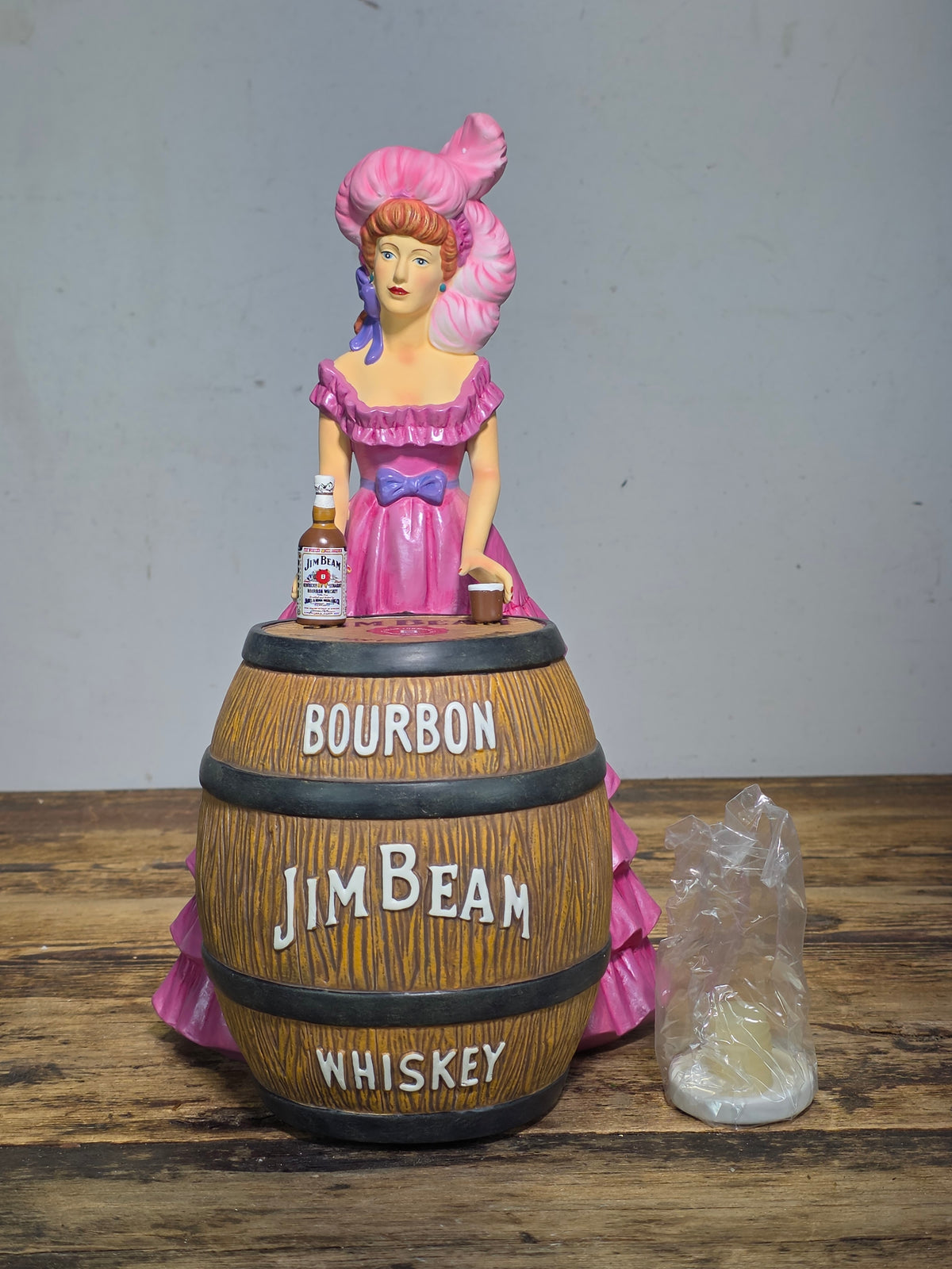2012 Jim Beam Convention Pink Saloon Girl Decanter Empty Whiskey Barrel 46/175