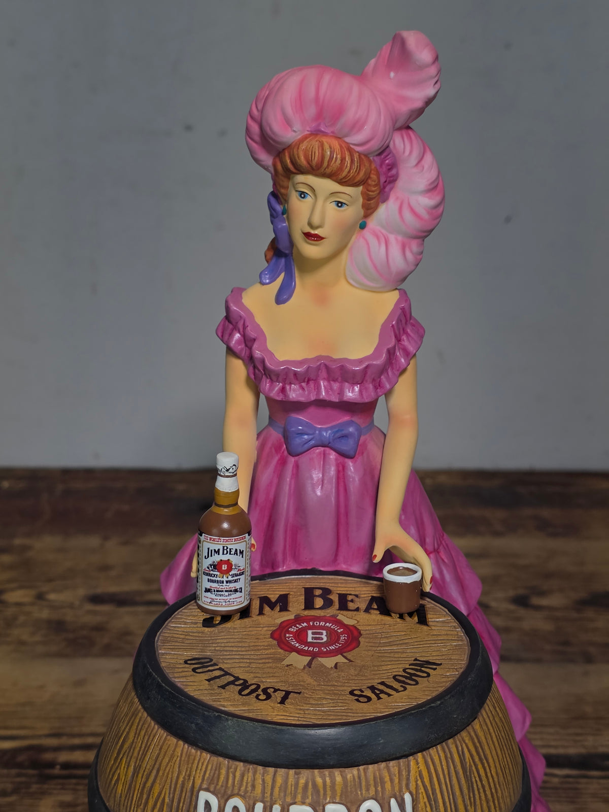 2012 Jim Beam Convention Pink Saloon Girl Decanter Empty Whiskey Barrel 46/175