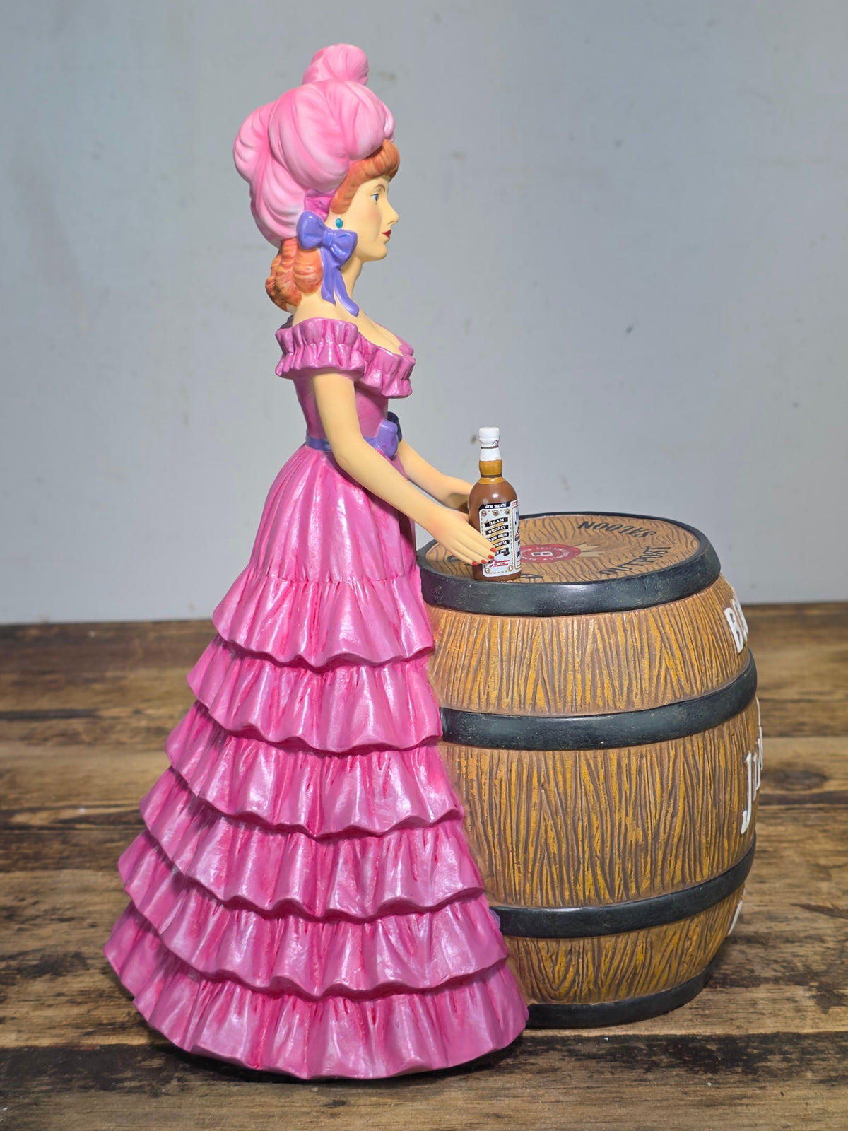 2012 Jim Beam Convention Pink Saloon Girl Decanter Empty Whiskey Barrel 46/175