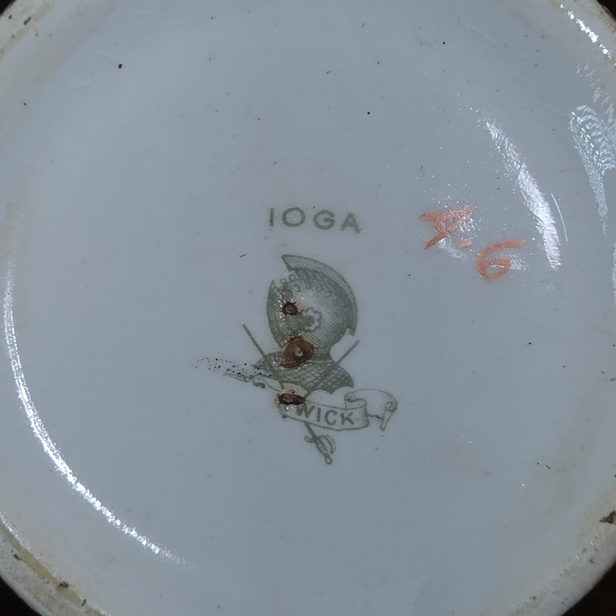 Antique Warwick China IOGA Vase Bowl Floral Brown Art Nouveau Pottery 1900s 6”