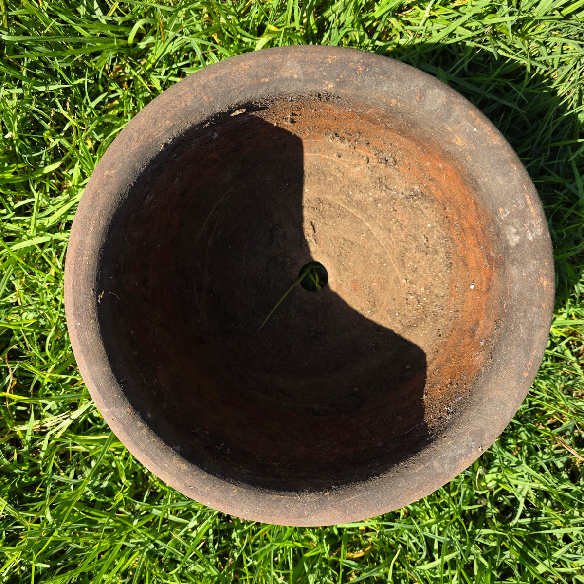 Vtg Terracotta Cylinder Planter Floral Garland Swag Rustic Clay Garden Pot 12"