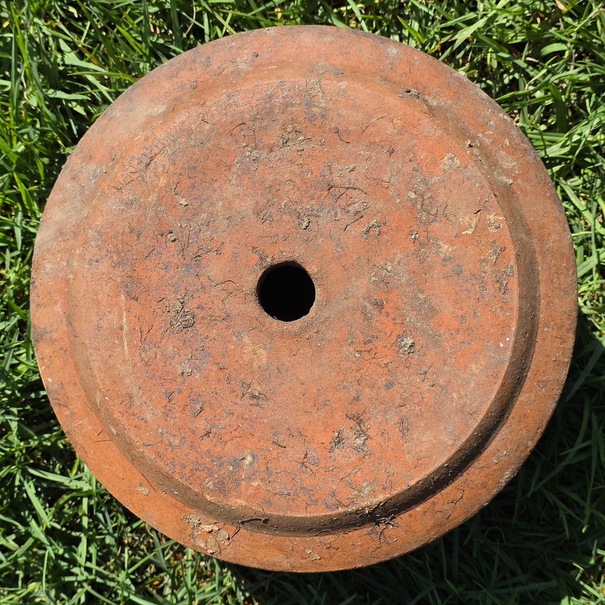 Vtg Terracotta Cylinder Planter Floral Garland Swag Rustic Clay Garden Pot 12"