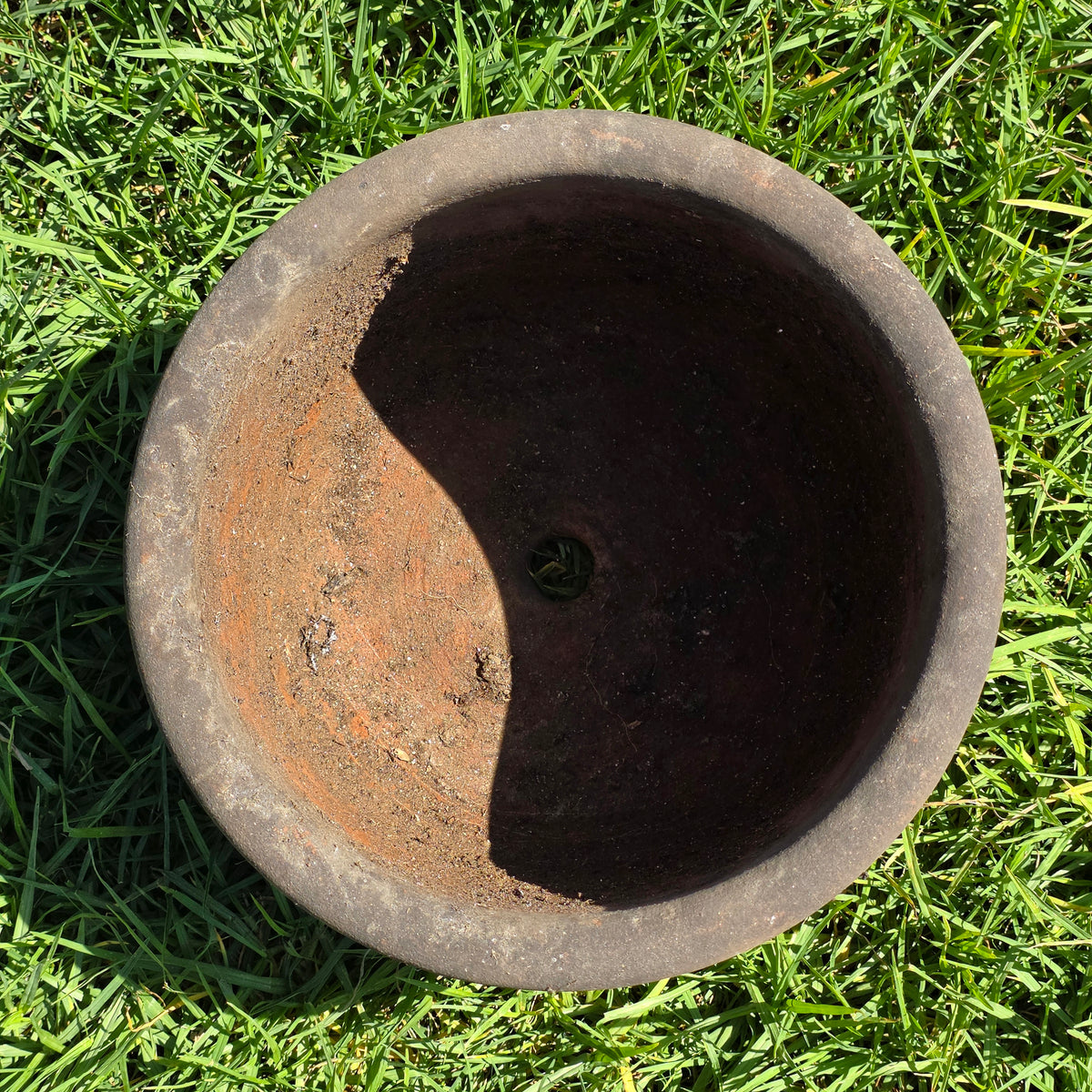Vtg Terracotta Cylinder Planter Floral Garland Swag Rustic Clay Garden Pot 12"
