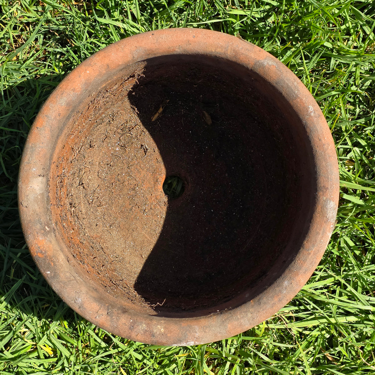 Vtg Terracotta Cylinder Planter Floral Garland Swag Rustic Clay Garden Pot 12"