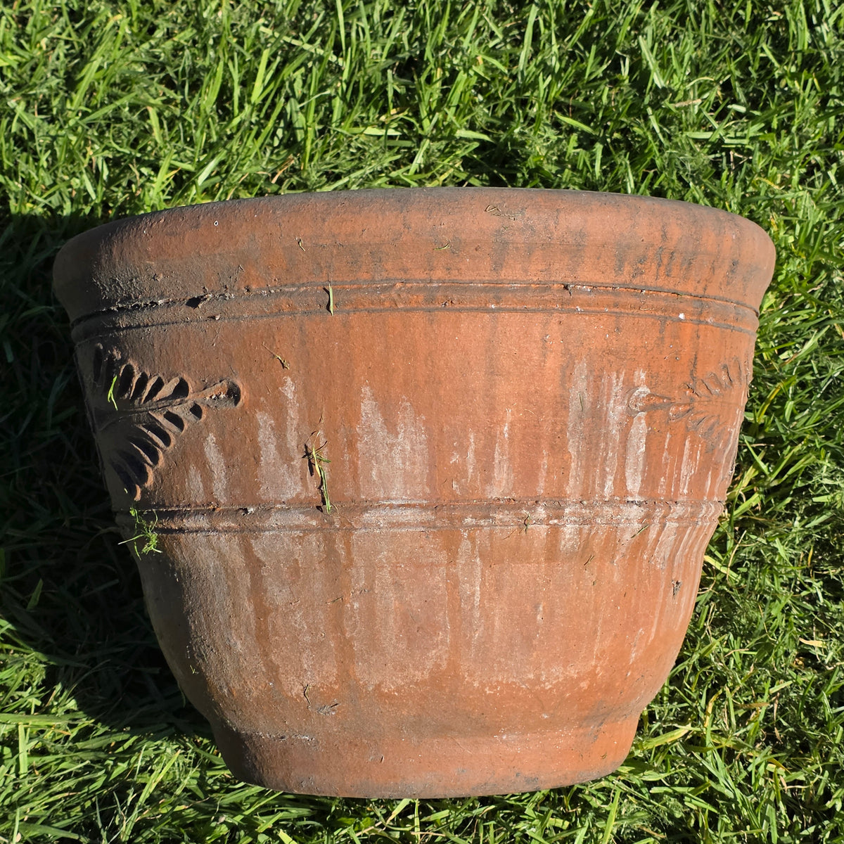 Vtg Terracotta Planter Relief Flower Garland Clay Pot Tuscan Garden 16" Large