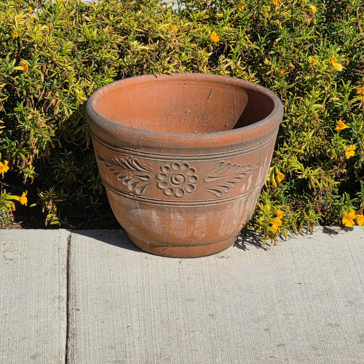 Vtg Terracotta Planter Relief Flower Garland Clay Pot Tuscan Garden 16" Large
