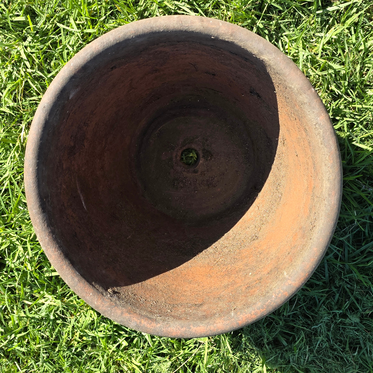 Vtg Mexican Terracotta Planter 16" Large Clay Flower Pot Relief Patina Folk Art