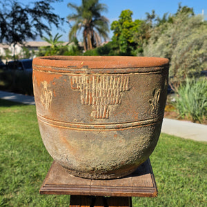 Vintage Mexican Terracotta Planter 13" Cactus Aztec Clay Pot Patio Garden Urn