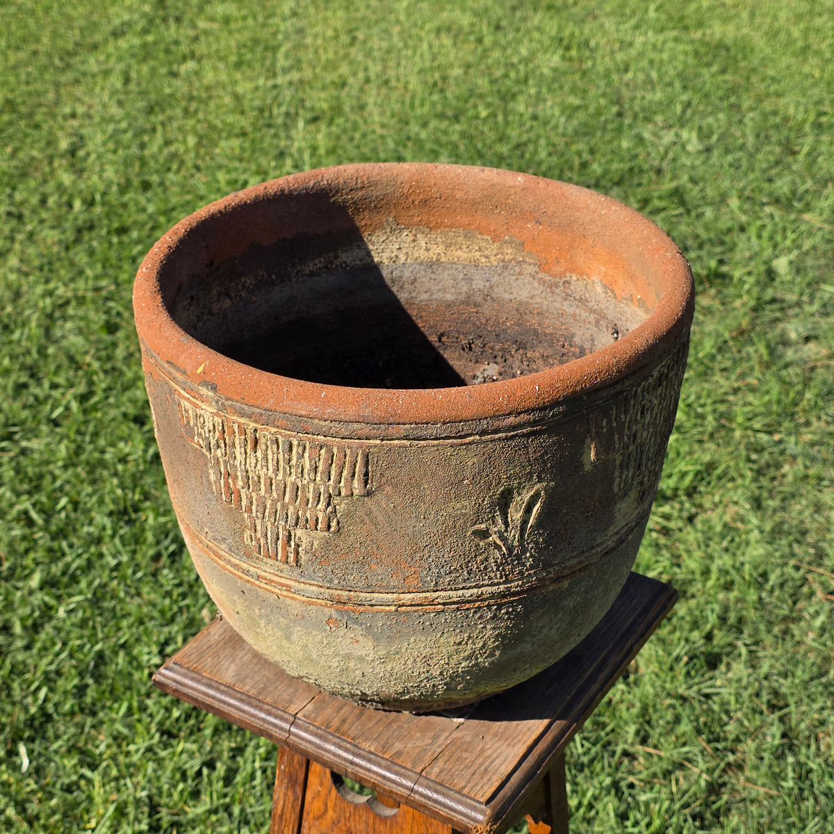 Vintage Mexican Terracotta Planter 13" Cactus Aztec Clay Pot Patio Garden Urn