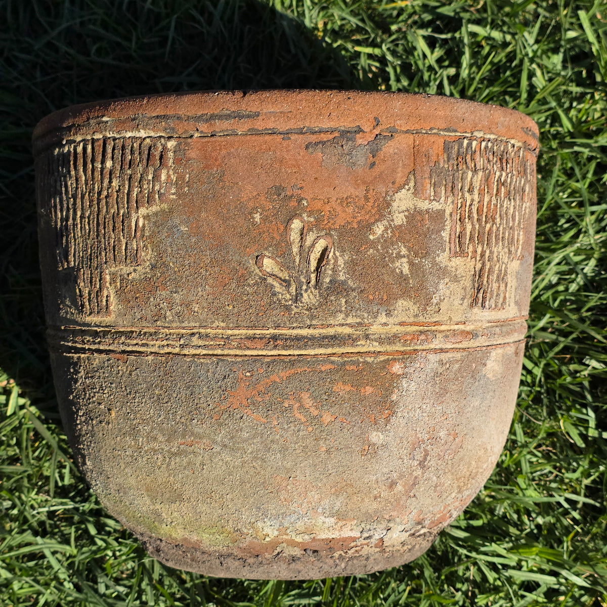 Vintage Mexican Terracotta Planter 13" Cactus Aztec Clay Pot Patio Garden Urn