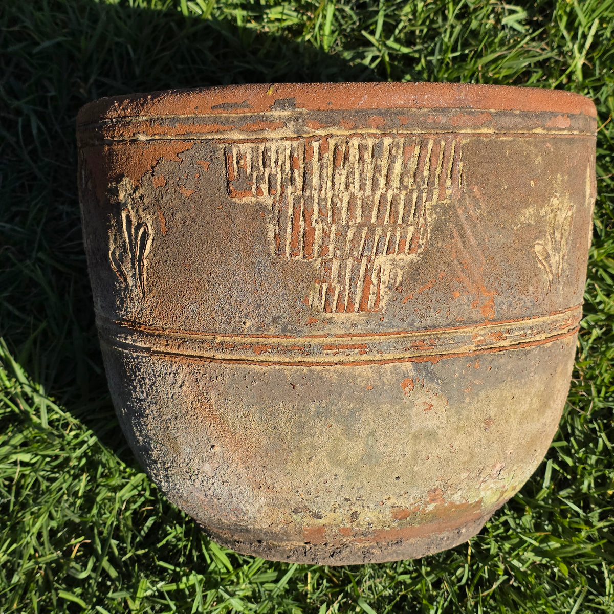 Vintage Mexican Terracotta Planter 13" Cactus Aztec Clay Pot Patio Garden Urn