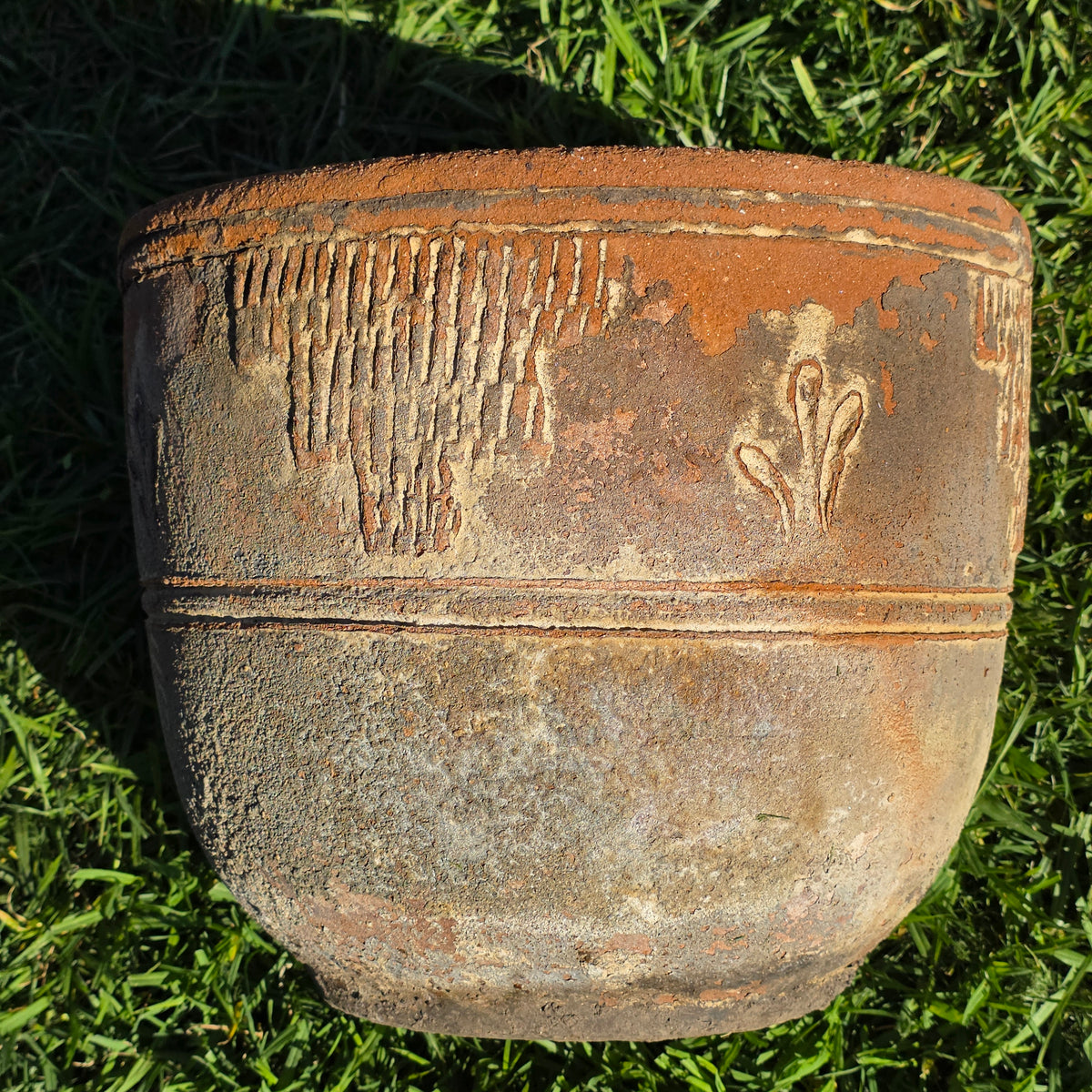 Vintage Mexican Terracotta Planter 13" Cactus Aztec Clay Pot Patio Garden Urn
