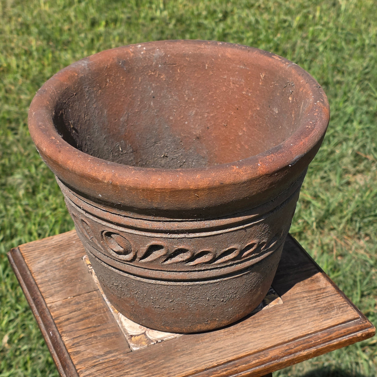 Aged Terra Cotta Planter 10" Mexican Clay Pot PR Imports V9 Rustic Patina