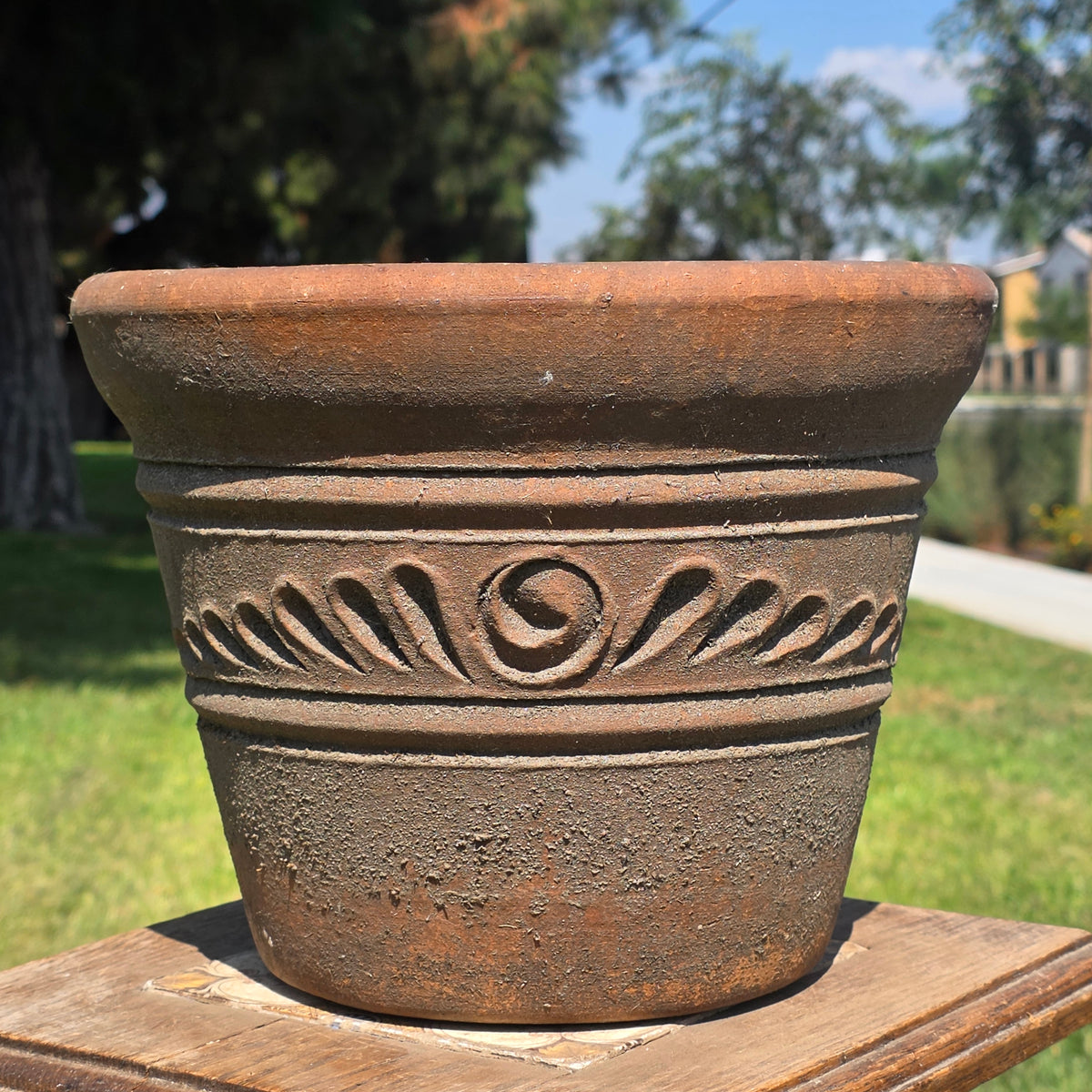 Aged Terra Cotta Planter 10" Mexican Clay Pot PR Imports V9 Rustic Patina
