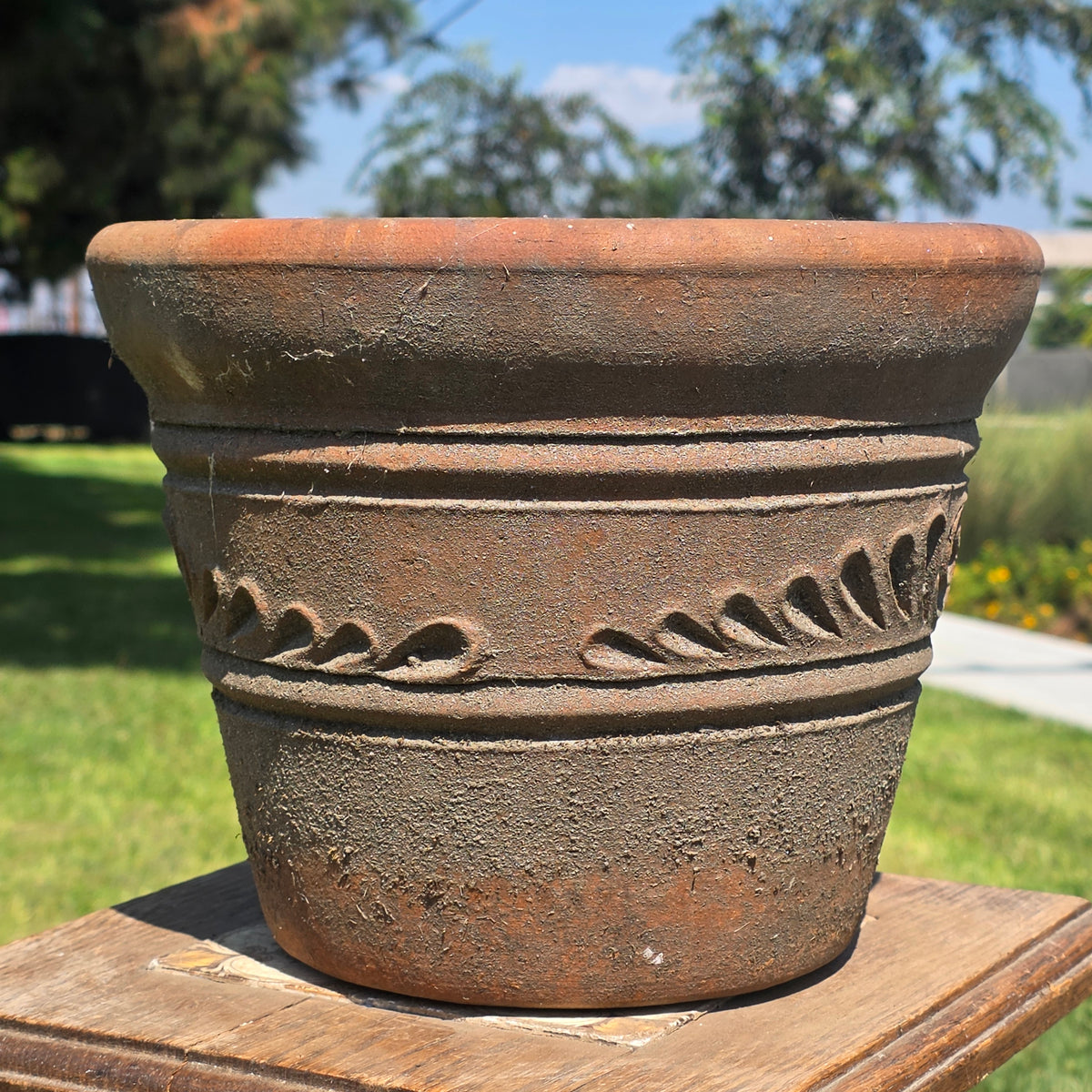 Aged Terra Cotta Planter 10" Mexican Clay Pot PR Imports V9 Rustic Patina