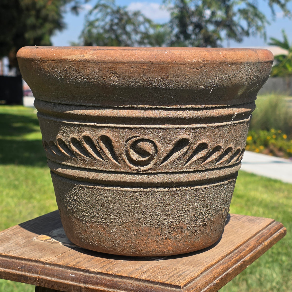 Aged Terra Cotta Planter 10" Mexican Clay Pot PR Imports V9 Rustic Patina
