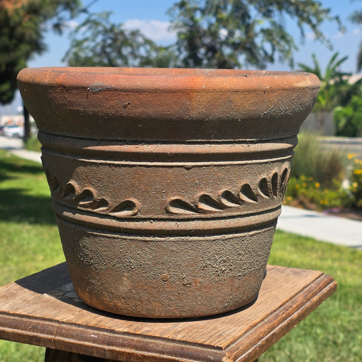 Aged Terra Cotta Planter 10" Mexican Clay Pot PR Imports V9 Rustic Patina