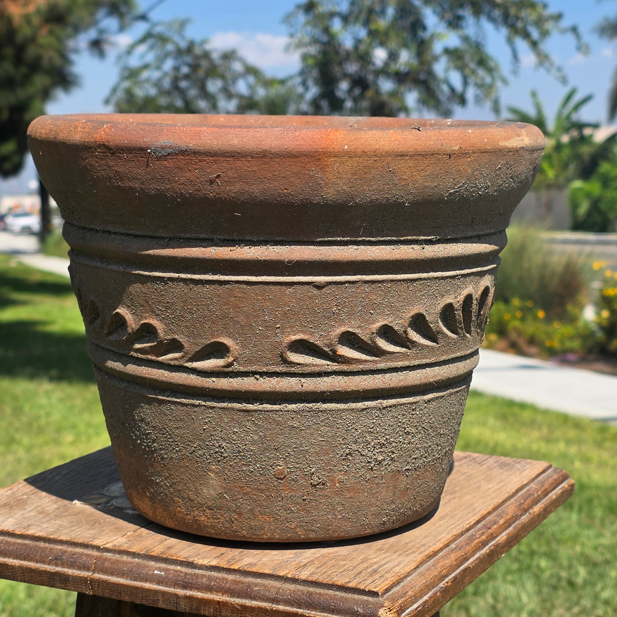 Aged Terra Cotta Planter 10" Mexican Clay Pot PR Imports V9 Rustic Patina