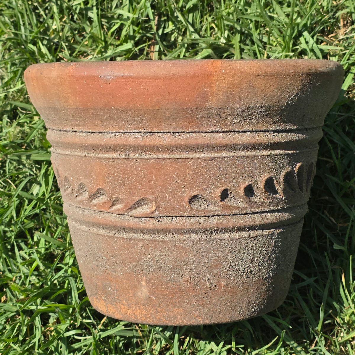 Aged Terra Cotta Planter 10" Mexican Clay Pot PR Imports V9 Rustic Patina