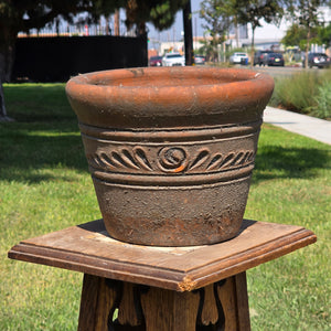 Aged Terra Cotta Planter 10" Mexican Clay Pot PR Imports V9 Rustic Patina