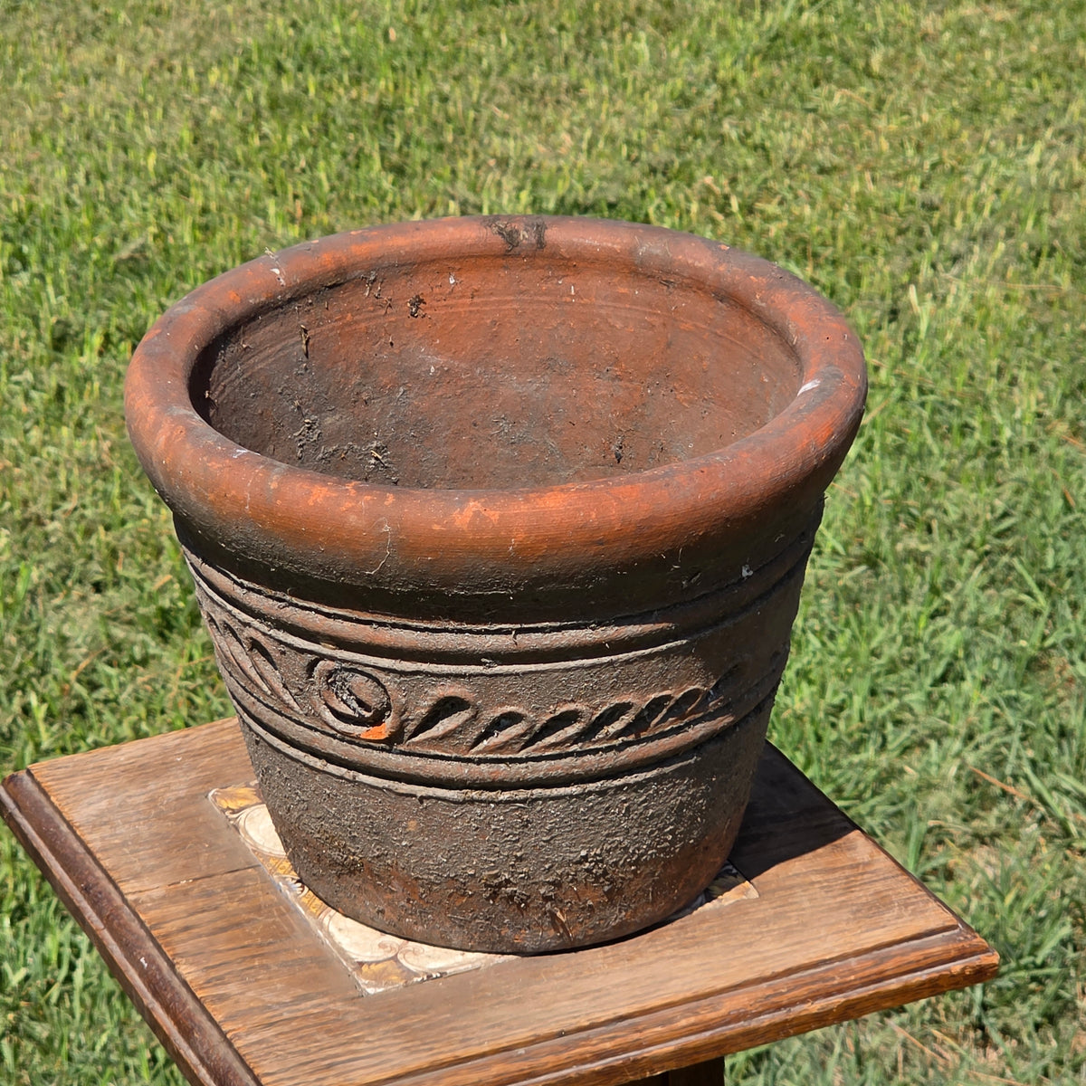 Aged Terra Cotta Planter 10" Mexican Clay Pot PR Imports V9 Rustic Patina