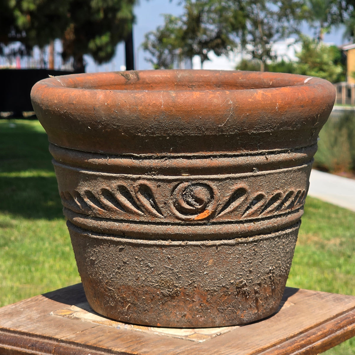 Aged Terra Cotta Planter 10" Mexican Clay Pot PR Imports V9 Rustic Patina